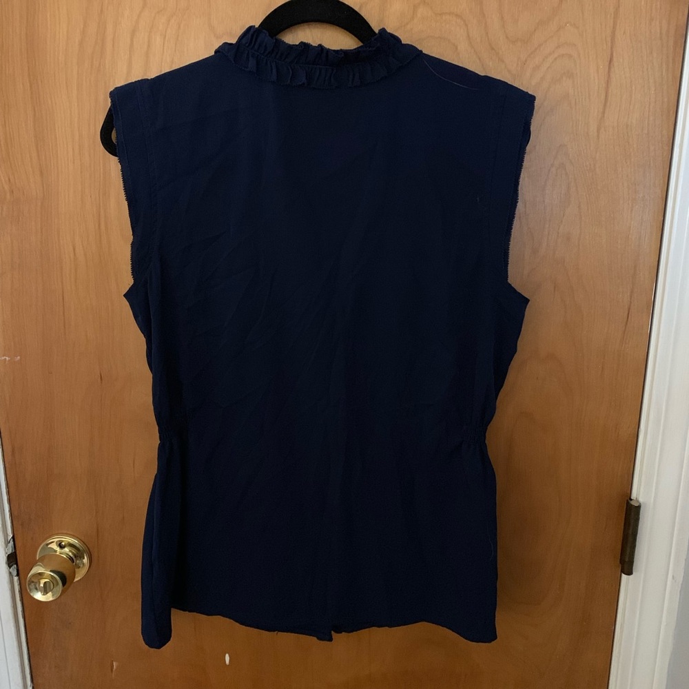Blue Ruffled Sleeveless Shirt - Picture 3 of 3